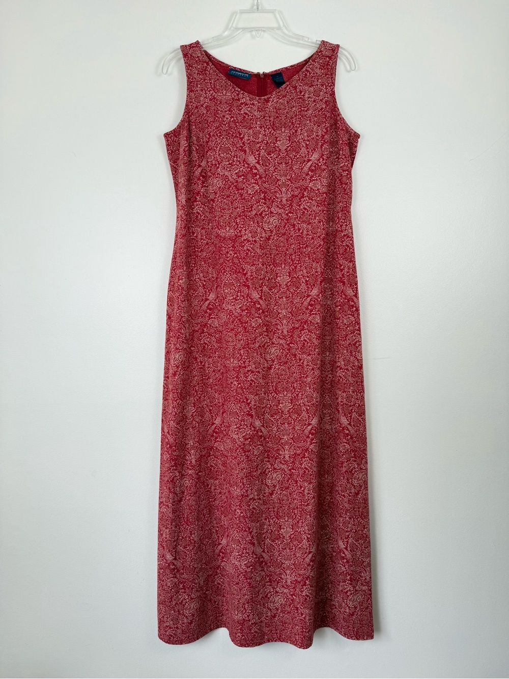 Vintage Liz Claiborne Lizsport Linen Blend Red Paisley Sleeveless Maxi Dress 6